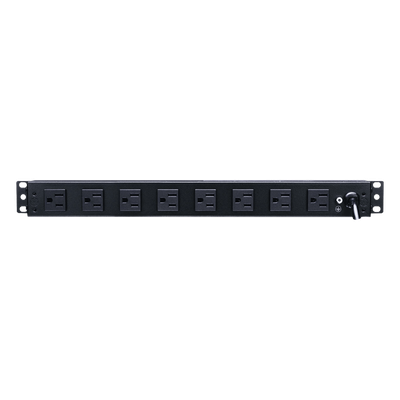 PDU Básico de Montaje en Rack, Con 10 Salidas NEMA 5-15R y Protección Contra Sobretensiones,  Enchufe de Entrada NEMA 5-15P, de 19in, 1UR, 15 Amp, 120 Vca 