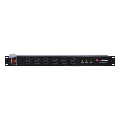 PDU Básico Para Distribución de Energía con Supresor de Picos, Con 12 Tomas NEMA 5-15R Traseras, 1UR, 15 Amp, 120 Vca, 1800 Joules de Protección