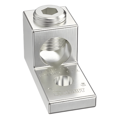 Terminal tipo Lengüeta Recta de Aluminio con Agujero 1/4", y Barril para Cable #14 - 2/0 AWG