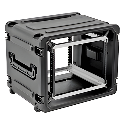 Gabinete Plástico Móvil con Amortiguador con Rack de 19" 12 Unidades. 