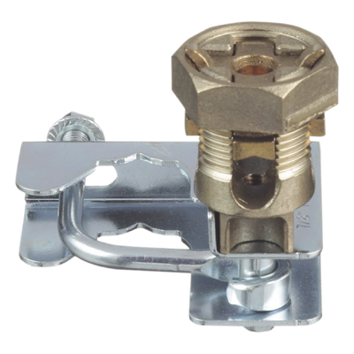Abrazadera para Tierra Física en Base de Piso Falso, para Cables de 6 a 1/0 AWG. Para Pedestales Cuadrados de 7/8" y Circulares de 1" a 1 1/8"