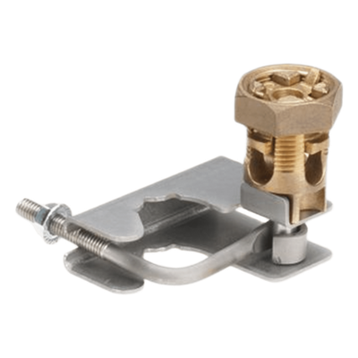 Abrazadera para Tierra Física en Base de Piso Falso, para Cables de 6 a 1/0 AWG. Para Pedestales Circulares de 3/4" y 7/8".