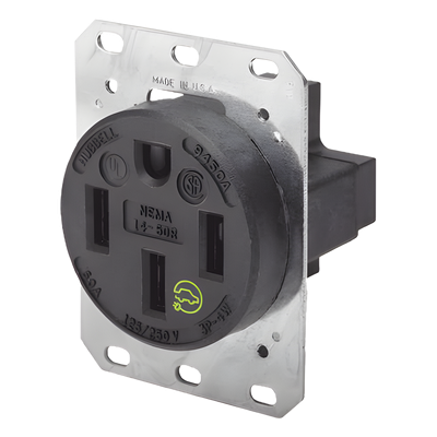 Receptáculo Recto de 50 A 125/250 V CA 3 Polos 4 Hilos (Nema 14-50R).