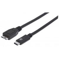 CABLE USB,MANHATTAN,353397,-C V3.1, C-MICRO B 1.0M NEGRO