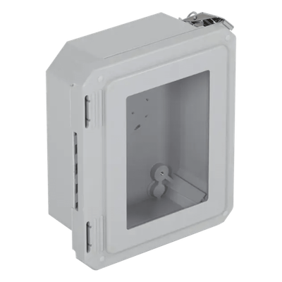 Caja Impermeable De Fibra De Vidrio, 8.77" (22.27cm) Alto x 6.77" (17.19cm) Ancho x 4.06" (10.31cm), Con Ventanilla, Listado UL/cUL, Hecho En EE.UU, Serie EnviroArmour®