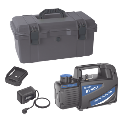 Bomba de Vacío Inalámbrica KBV4 / 18V Ion-Litio / Vacío Total 160 microns / Caudal 4 CFM (114 L/min) / Capacidad Aceite 330 ml / Portátil 4.5 kg / Compatible AEG-RIDGID-Milwaukee / Tiempo Operación 45-60 min