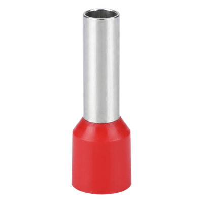 Conector Ferrule | 6AWG | 10mm²  | Conductor Latón Estañado  | Aislamiento PVC Rojo | 25 Piezas por Bolsa