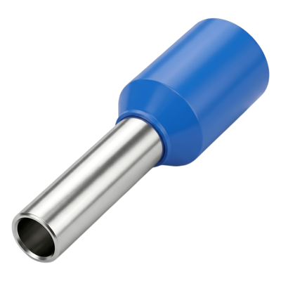 Conector Ferrule | 14AWG | 2.5mm²  | Conductor Latón Estañado  | Aislamiento PVC Azúl | 25 Piezas por Bolsa