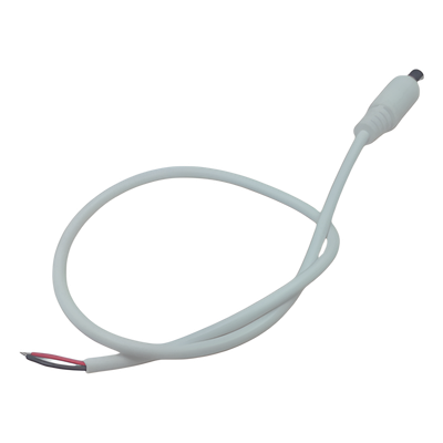 Cable con Conector Macho (Pigtail) | Forro Blanco |  Alimentación para Vcc con Puntas Libres | Polarizado | Largo 22 cm (8.66 Pulgadas) / Calibre 22AWG.