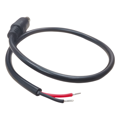 Cable con Conector Macho (Pigtail)  | Forro negro | Alimentación para Vcc con Puntas Libres / Polarizado / Largo 22 cm (8.66 Pulgadas) / Calibre 22AWG.