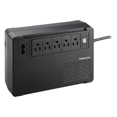UPS de 750 VA/375 W, Topología Standby, Entrada 120 Vca NEMA 5-15P, de Escritorio, Con 8 Tomas NEMA 5-15R