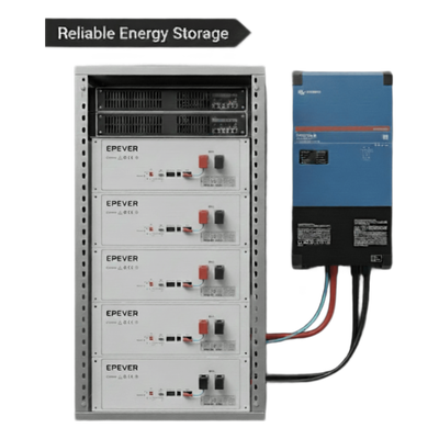 Kit Inversor Cargador  de 4 kW con Salida de 110 Vca y respaldo de 20 kWh en batería de LiFePO4
