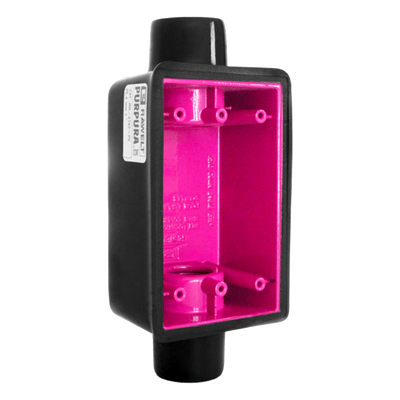 Caja Rectangular de 1/2"/ Con Recubrimiento exterior de PVC e interior Purpura.