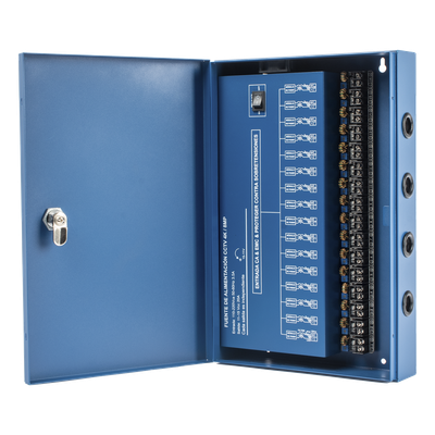 Fuente de Poder Profesional HEAVY DUTY @ 20 Amperes / 16 Canales / Hasta 1.25A por Salida / Ajuste Independiente de 11 a 15 Vcc por Salida / Protección Contra Sobrecargas / Filtro de Ruido Especial para Cámaras 4K.