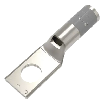 Zapata Terminal de Compresión BURNDY Cañón Corto para Tornillo de 3/8" y Calibre 4 AWG.