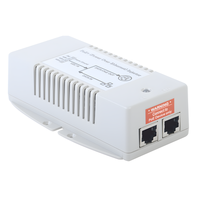 Inyector POE para Aplicación Solar, Entrada 18-36 Vcc, Salida en 56 Vcc, 802.3 af/at, 10/100/1000 Mbps, Hasta 35 Watts