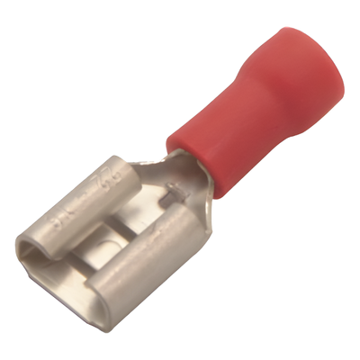 Terminal tipo hembra aislada 0.250 / 22 - 16 AWG / Rojo / Para baterías con teminal F1 / Paquete de 25 piezas.