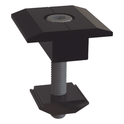 Sujetador Intermedio 30 mm para montaje de paneles solares en riel 5 Y 8 con anodizado negro
