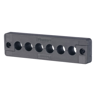 Pasacables  de 6 Orificios en Línea 4.41" X 0.67" IP65,  para Cables Terminados, Color Negro
