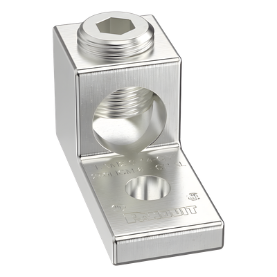 Terminal tipo Lengüeta Recta de Aluminio con Agujero 1/4", y Barril para Cable #14 - 2/0 AWG