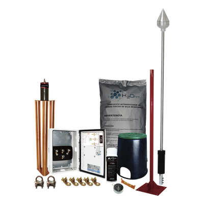 Kit Pararrayo con Punta en Aluminio con Accesorios para Protección de Diámetro de 160 m.