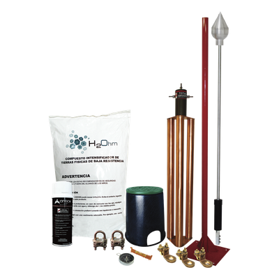 Kit Pararrayo con Accesorios para Protección de Diámetro de 80 m.