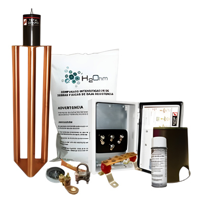 Kit de Tierra Física Con Electrodo Magnetoactivo Capacidad Max: 400 AMP