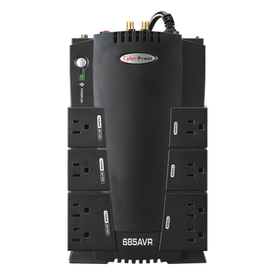 UPS de 685 VA/390 W, Topología Línea Interactiva, Entrada 120 Vca NEMA 5-15P, Tipo Gabinete Compacto, Con 8 Tomas NEMA 5-15R
