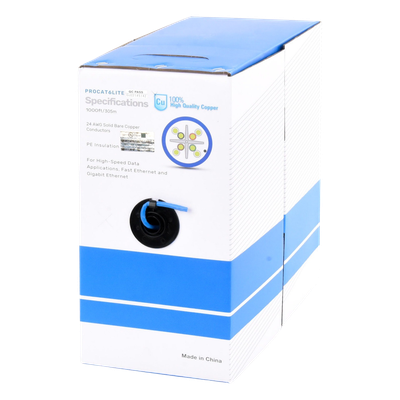 Bobina de Cable de 305 Metros (1000 Pies) Cat6, CM, 24 AWG, Alto Rendimiento, ETL, UL, Color Azul, Super Flexible, para Aplicaciones de Videovigilancia, Video HD, y Redes de Datos. Uso Interior