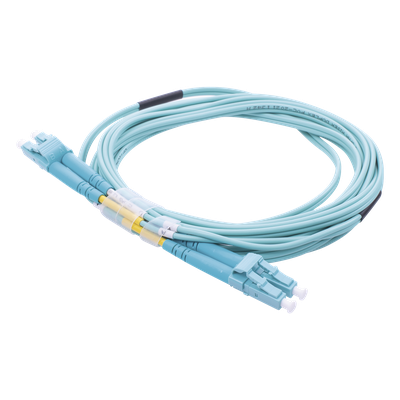 Jumper de Fibra Óptica Multimodo OM3 50/125 LC-LC OFNR (Riser), 2.0 mm, Dúplex, Aqua, 3 Metros (9.84 Pies)