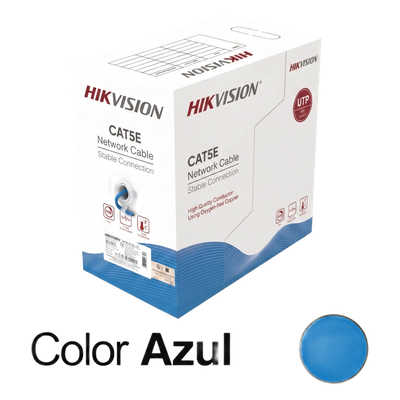 Bobina de Cable UTP 305 Metros (1000 Pies) / Cat5E (24 AWG) / Color Azul / PVC (CM) / Uso en Interior / 100% Cobre / Aplicaciones de CCTV y Redes de Datos