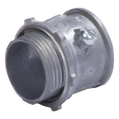 Conector 1/2" ( 13mm) pared delgada con tornillo tipo americano galvanizado etiqueta verde galvanizado