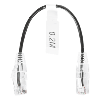 Cable de Parcheo Slim UTP Cat6 - 20 cm (7.87 Pulgadas) Negro Diámetro Reducido (28 AWG)