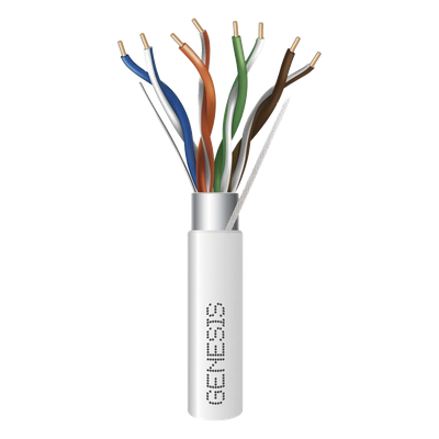 Carrete de 305 Metros (1000 Pies) de Cable Cat5e / Calibre 24 AWG BLINDADO / PLENUM / Color Blanco para aplicaciones de Voz y Datos