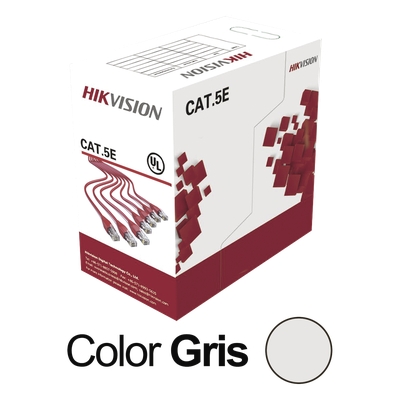 Bobina de Cable UTP 305 Metros (1000 Pies) / Cat5E (24 AWG) / Color Gris / PVC (CM) / Uso en Interior / 100% Cobre / Aplicaciones de CCTV y Redes de Datos