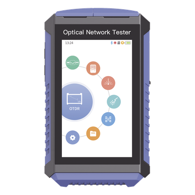 Mini OTDR Touch para Pruebas en Enlaces Fibra Óptica Activos (Prueba de Fibra Viva) / Longitud de Onda en 1625nm / Integra Función OPM / Integra Función VFL 5mW / Mapeo de Cables RJ45 / Recargable / Distancia de Prueba hasta 100 Kilómetros (328084 pie