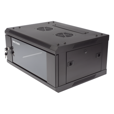 Gabinete para Montaje en Pared - Piso / Puerta de Cristal Templado / Cuerpo Fijo / 4 Unidades de Rack / 19" / Fabricado en Acero