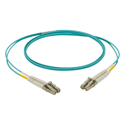 Jumper de Fibra Optica Multimodo 50/125 OM3, LC-LC Duplex, LSZH, Color Aqua, 3 Metros (9.84 Pies)
