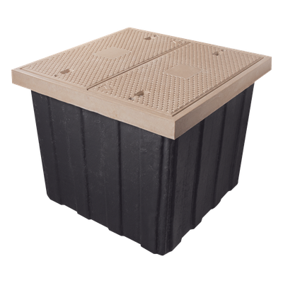 Registro de Fibra Óptica Carretero 115 x 115 x 100 cm (45.28 x 45.28 x 39.37 Pulgadas), 2 Tapas, Resistencia 20 Toneladas, Uso Vehicular Pesado
