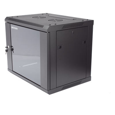 Gabinete para Montaje en Pared - Piso / Puerta de Cristal Templado / Cuerpo Fijo / 9 Unidades de Rack / 19" / Fabricado en Acero
