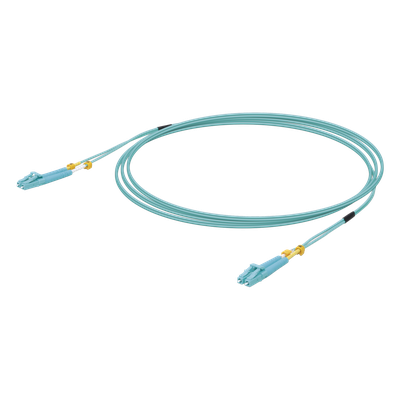 Jumper de Fibra Óptica Multimodo LC-LC Duplex 10 G, 50/125 OM3, Color Aqua, 3 Metros (9.84 Pies)