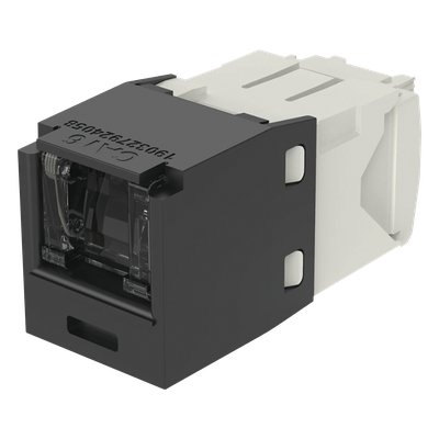 Conector Jack RJ45 Estilo TG con Ventana, Mini-Com, Categoría 6, de 8 Posiciones y 8 Cables, Color Negro