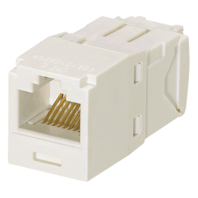Conector Jack RJ45 Estilo TG, Mini-Com, Categoría 6, de 8 Posiciones y 8 Cables, Color Blanco Mate