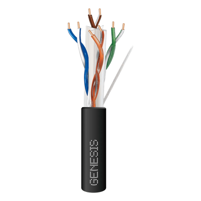 Carrete de Cable de 305 Metros (1000 Pies) Cat6 Calibre 24 Exterior para Climas Extremos, RoHS, Color Negro