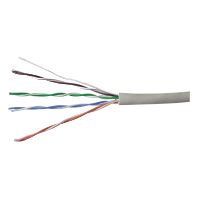 Bobina de Cable UTP 305 Metros (1000 Pies) de Cobre, PanNet, Gris, Categoría 5e (24 AWG), PVC (CM), de 4 Pares