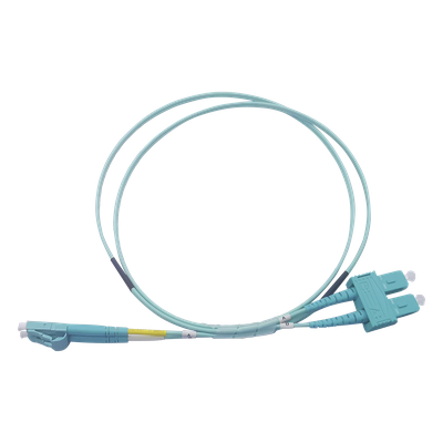Jumper de Fibra Óptica Multimodo OM3 50/125 LC-SC OFNR (Riser), 2.0 mm, Dúplex, Aqua, 3 metros (9.84 pies)