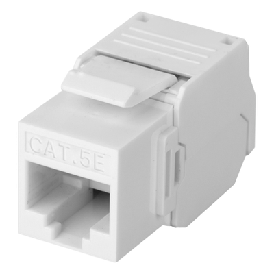 Módulo Jack Keystone Cat5e (Toolless), con Terminación en Ángulo 180 - Color Blanco, Compatible con Faceplate y Patchpanel Linkedpro