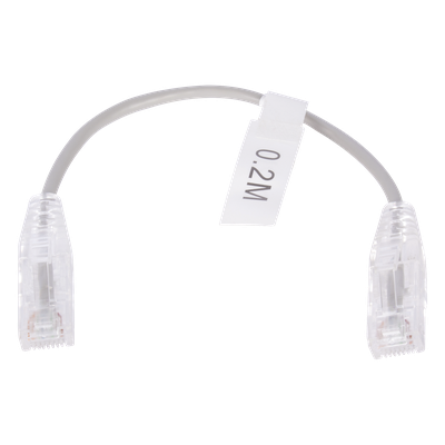 Cable de Parcheo Slim UTP Cat6 - 20 cm (7.87 Pulgadas) Gris Diámetro Reducido (28 AWG)