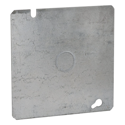 Tapa Cuadrada Plana de  Acero Galvanizado con Entrada de 1/2"  para Caja de 4 11/16".