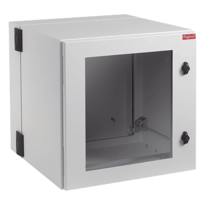Gabinete Industrial ProTek de 12 UR Puerta con Ventana, Protección NEMA Tipo 12; IP55; IK10, Abatible, Fabricado en Acero, Color Gris Claro
